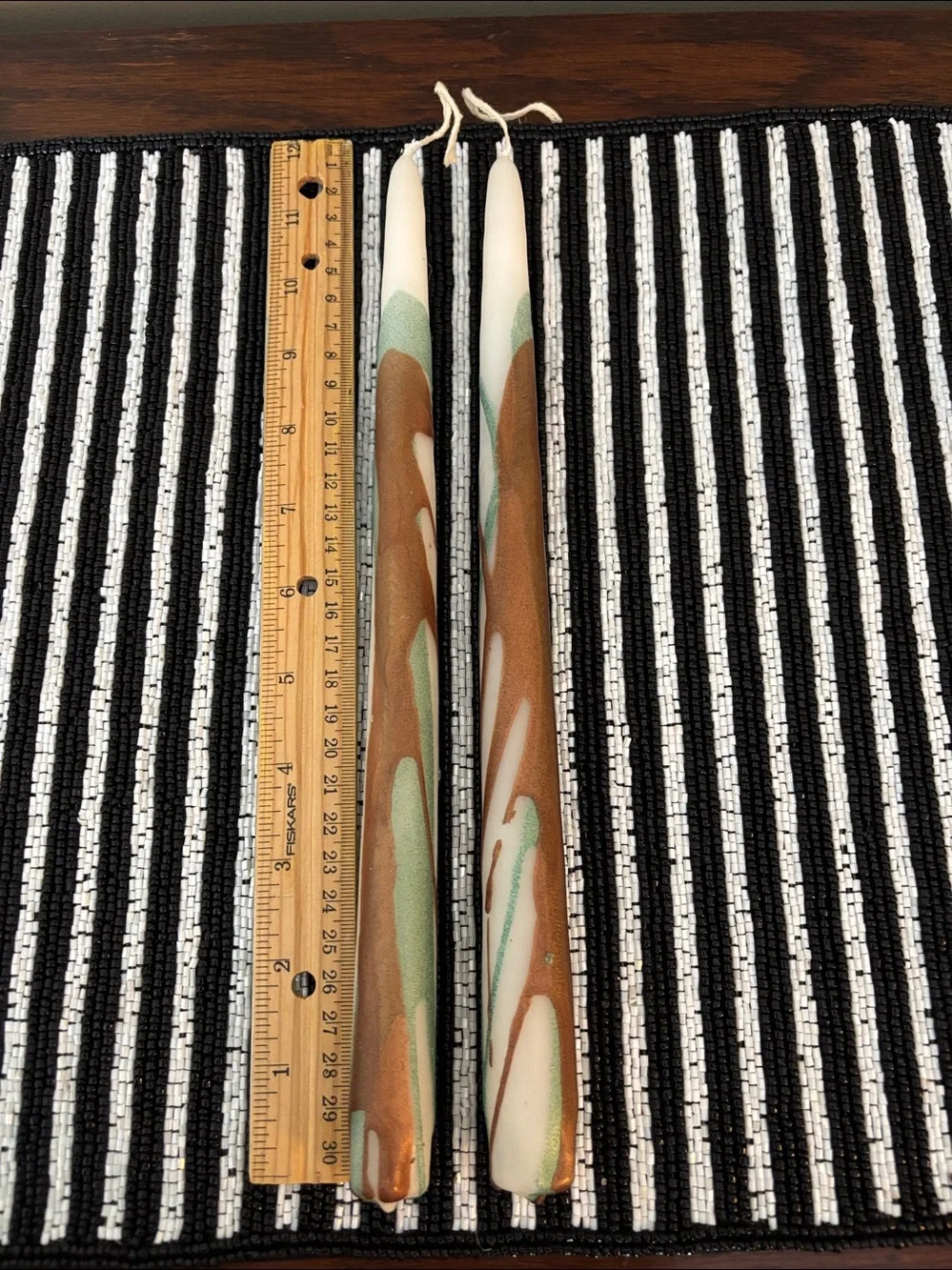 Set of 2 hand-painted taper candles